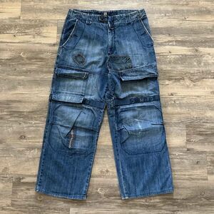 Vintage Marithe Francois Girbaud Shuttle Tape Patchwork Denim Jeans 36x30